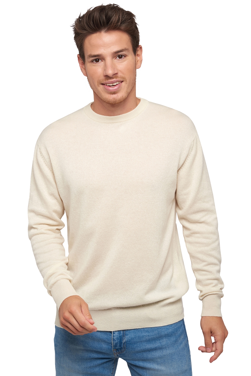 Cachemire Naturel pull homme col rond natural ness 4f natural ecru 2xl